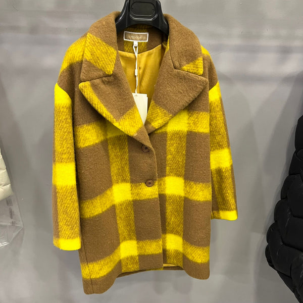 Cappotto bicolore misto lana ragazza