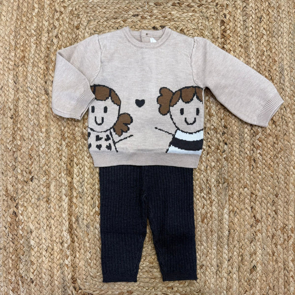 Completo 2 pezzi in maglia neonata