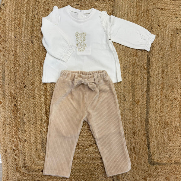 Completo 2 pezzi pantalone velluto neonata