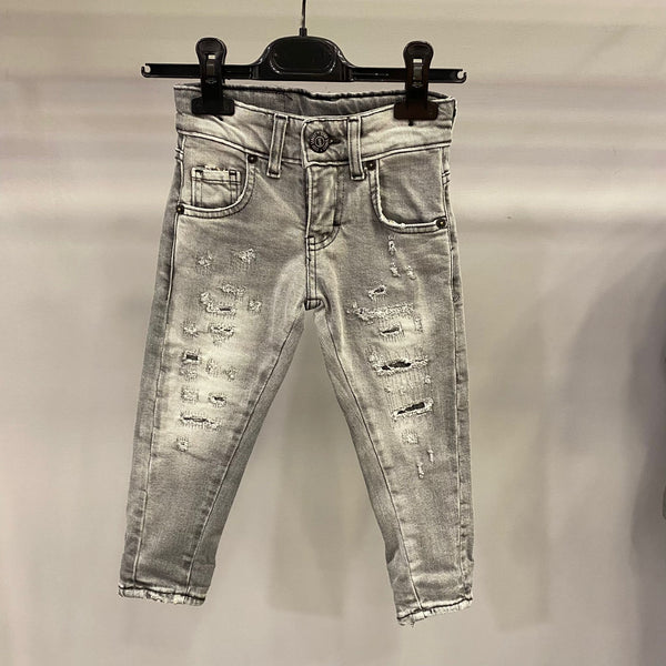 Jeans con rotture grigio 2 a 16 anni
