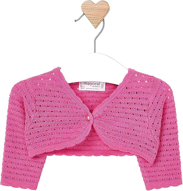Sustainable cotton tricot baby girl cardigan 318 tulip 