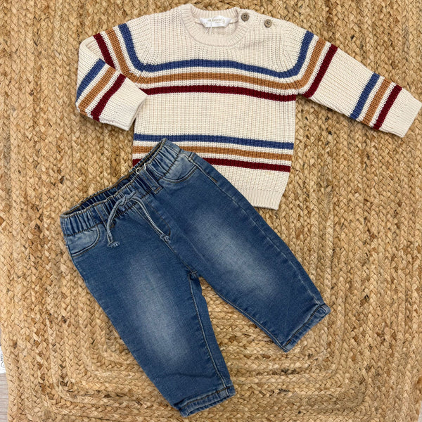 Completo maglione e jeans neonato