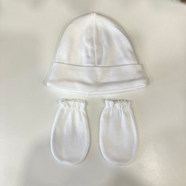 Set bianco cappello e guanti