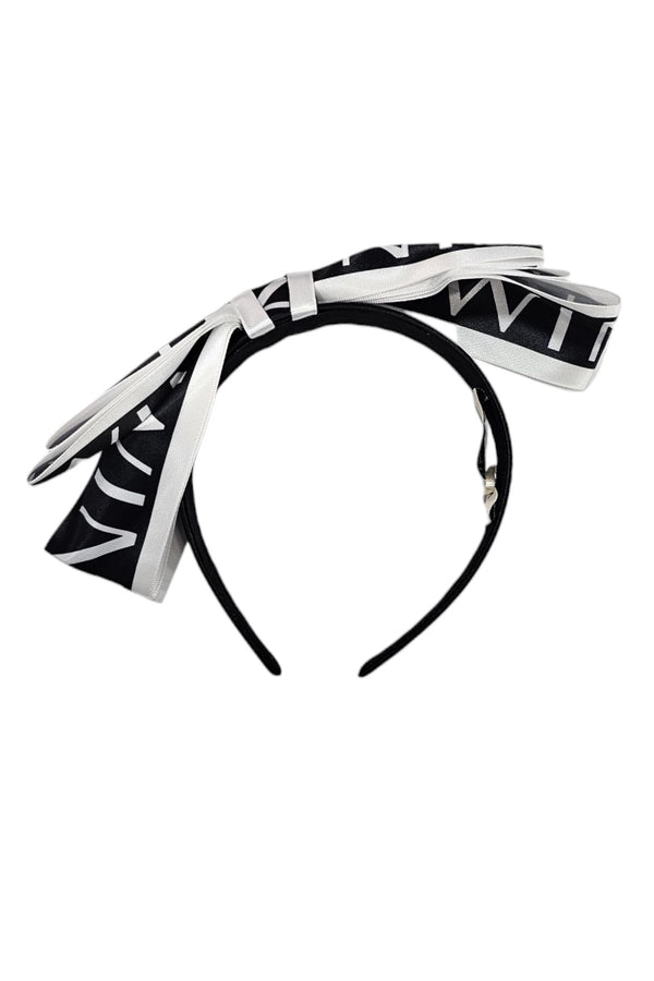 Faux fur headband with black TWIN SET logo