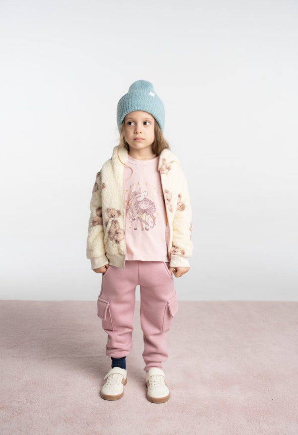 Completo 3 pezzi con pellicciotto bambina