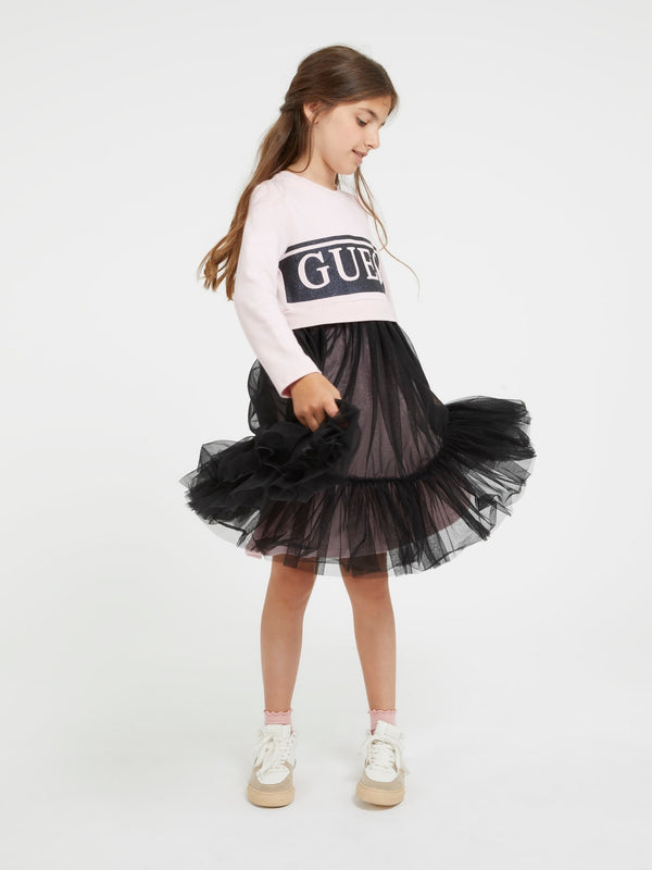 Abito con stampa e tulle  ragazza