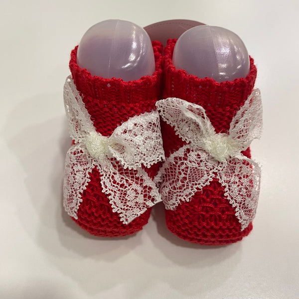 Scarpina con fiocco pizzo in filato leggero
