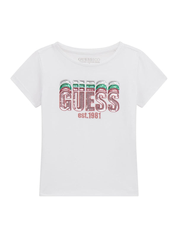 T-shirt GUESS bianco ricamo