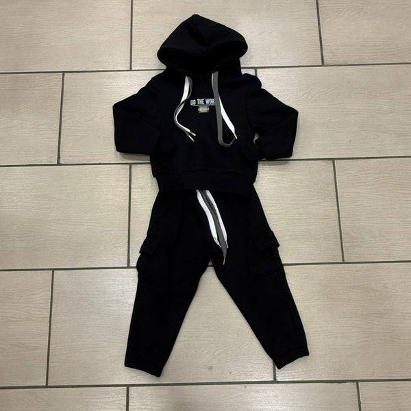 Completo tuta pesante nero  2-16 anni
