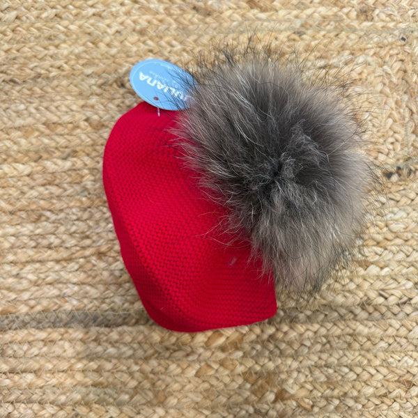 Basco rosso con pelliccia ecologica