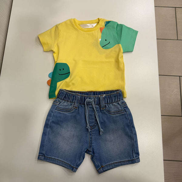 Completo short jeans e maglietta neonato