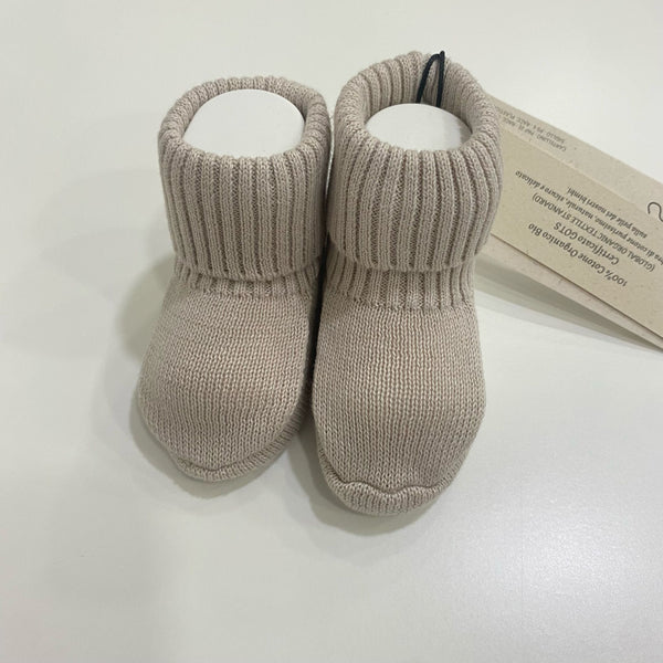 Scarpina nascita in cotone BIO beige