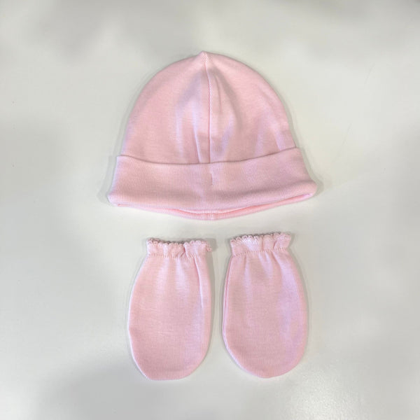 Set rosa cappello e guanti