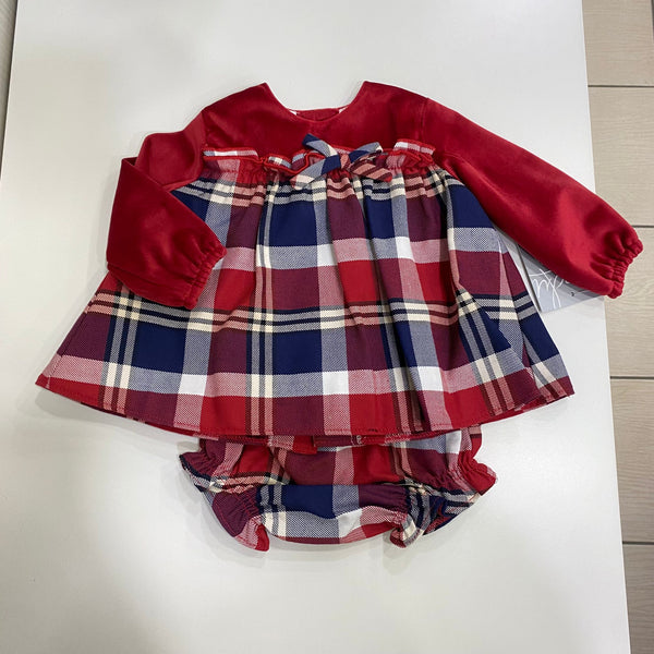 Abito in tartan e velluto
