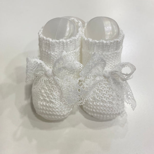 Scarpina con fiocco pizzo in filato leggero