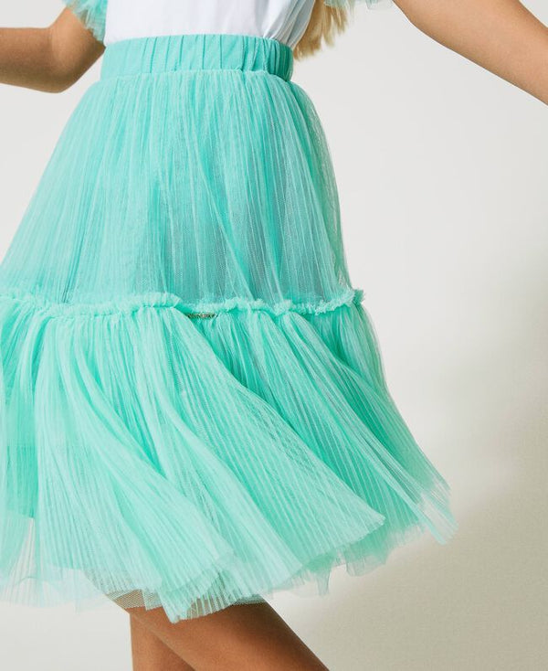 Complete with pleated tulle skirt and shirt with applications 8 to 16 years