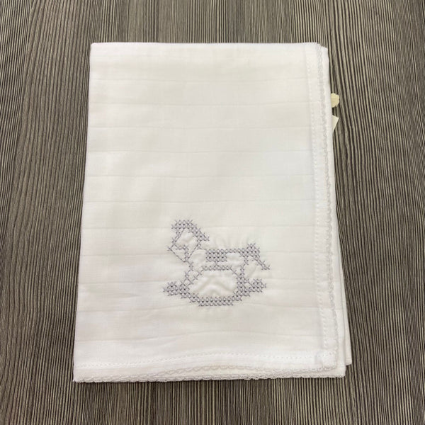 Gray seahorse embroidered cotton cloth