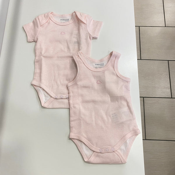 Pair of pink baby girl cotton bodysuits 1704 