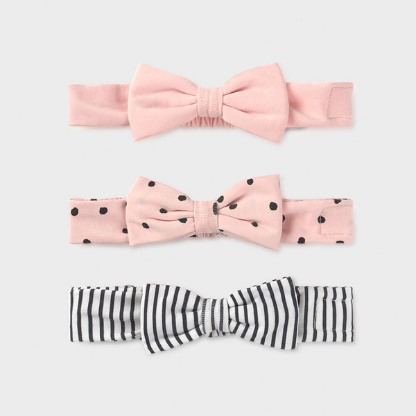 Set of 3 headbands with bow new born 9385 nude pink 