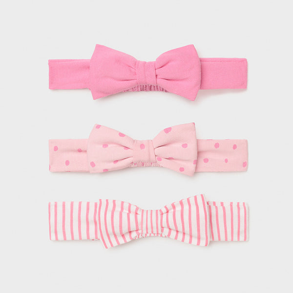 Set of 3 headbands with new born bow 9385 deep pink 