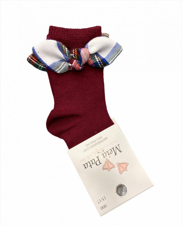 High wine sock with tartan knot bow 1068M