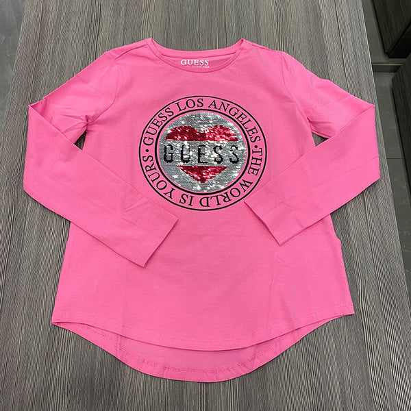 GUESS fuchsia front logo sweater 8 to 16 years