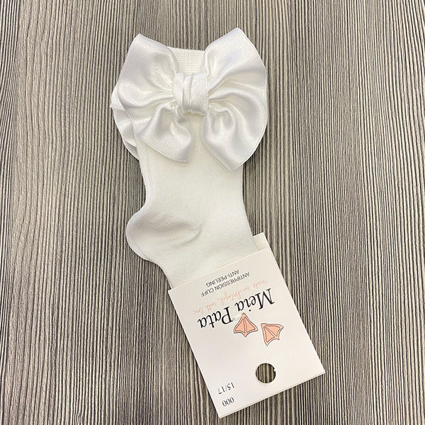 Matching high satin bow socks 1127M