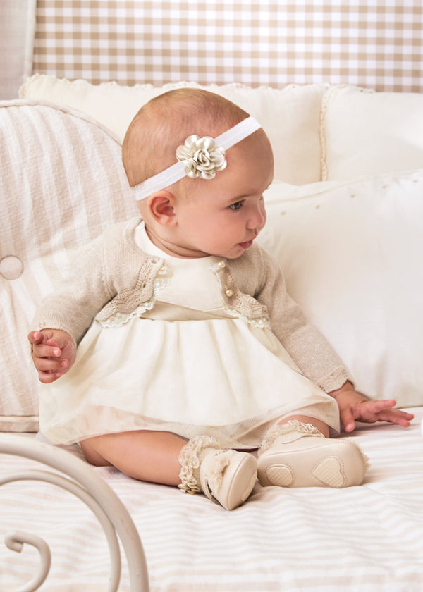 Ceremony dress with baby girl diaper cover 1811 cream 