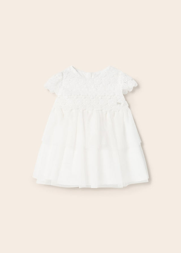 Baby girl 1950 combined lace and tulle dress 