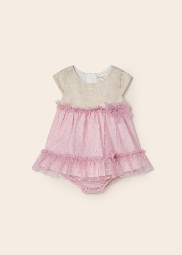 Baby girl dress with linen diaper cover 1819 
