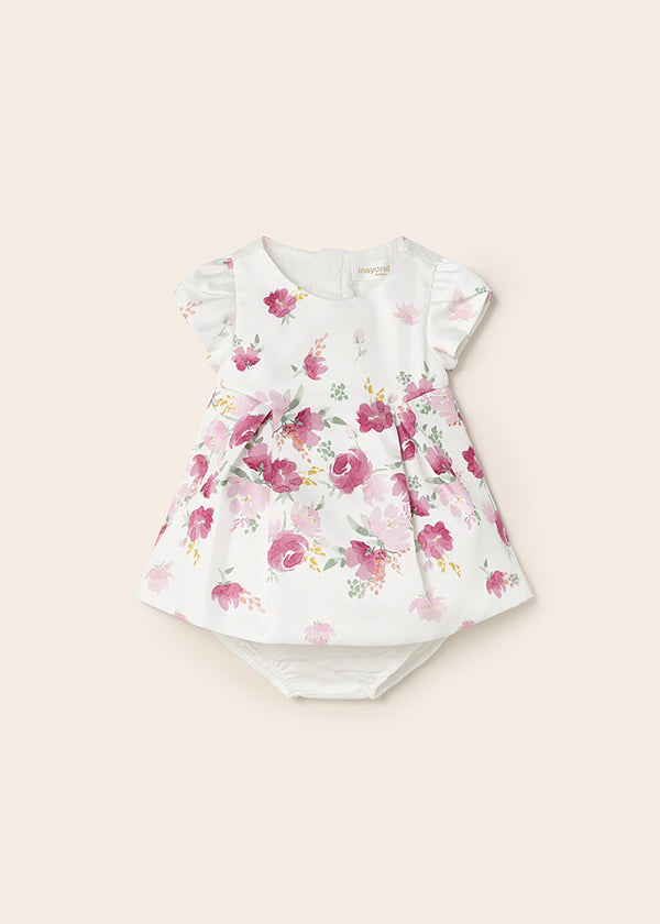 Ceremony print dress with baby girl diaper cover 1815 