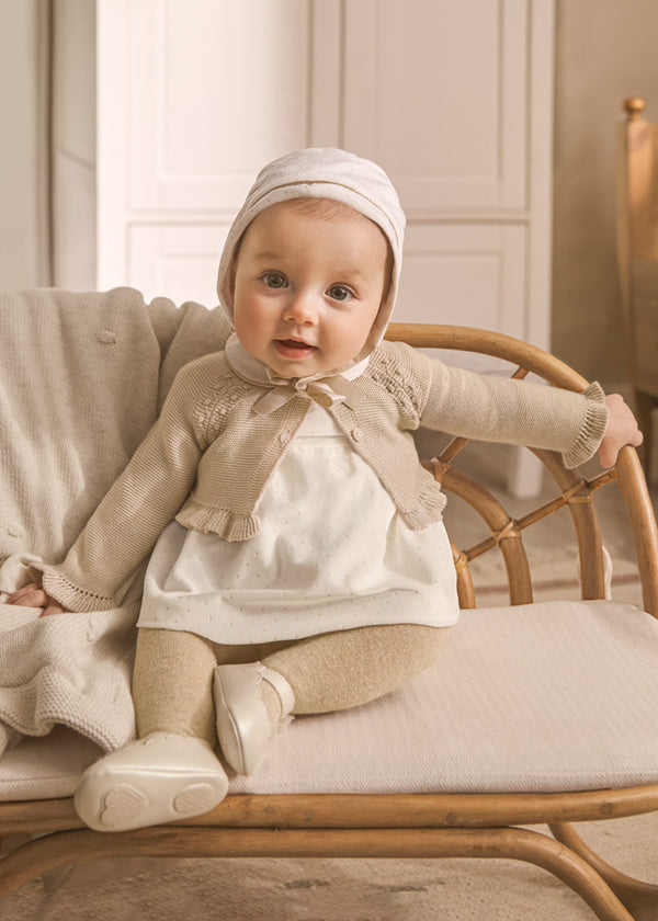 Velvet dress with newborn bonnet 02821 