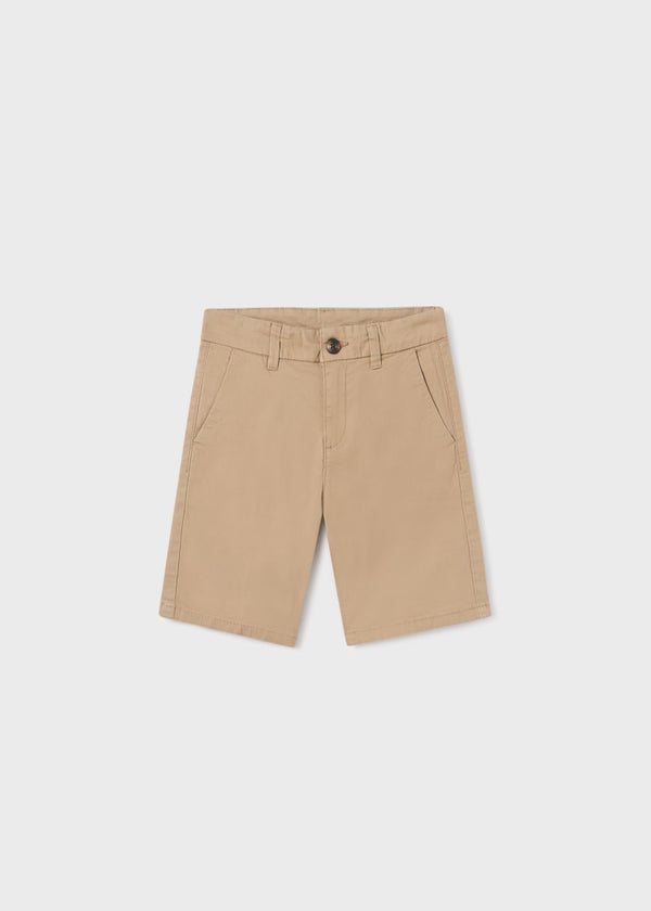 Brown boy's basic chino bermuda 10-16 years