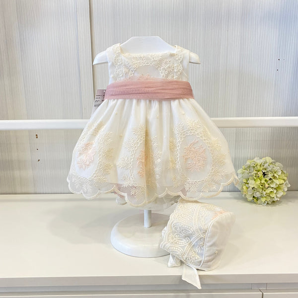 Baptismal dress with WHITE culottes and bonnet