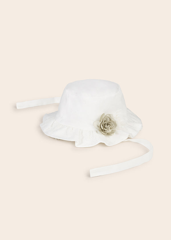Ceremony hat with applications for baby girl 9602 cream