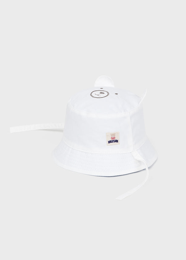 Reversible sustainable cotton baby hat 9600 white 