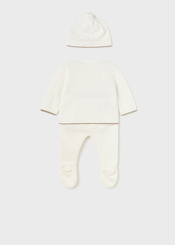 Completo 3 pezzi tricot cotone sostenibile neonato