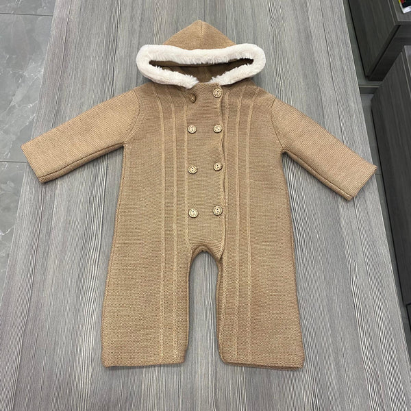 Onesie with fur on wedoble hat 1month to 9months