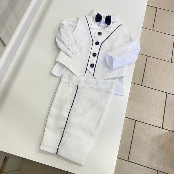Baptismal dress white/blue 6653