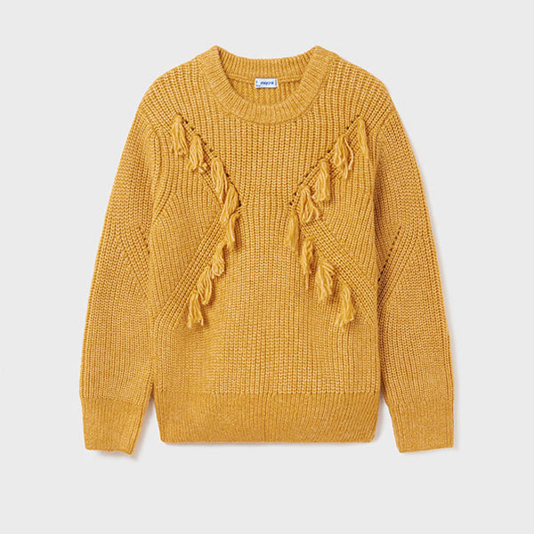 ECOFRIENDS girl fringed sweater Mustard 10 to 16 years 