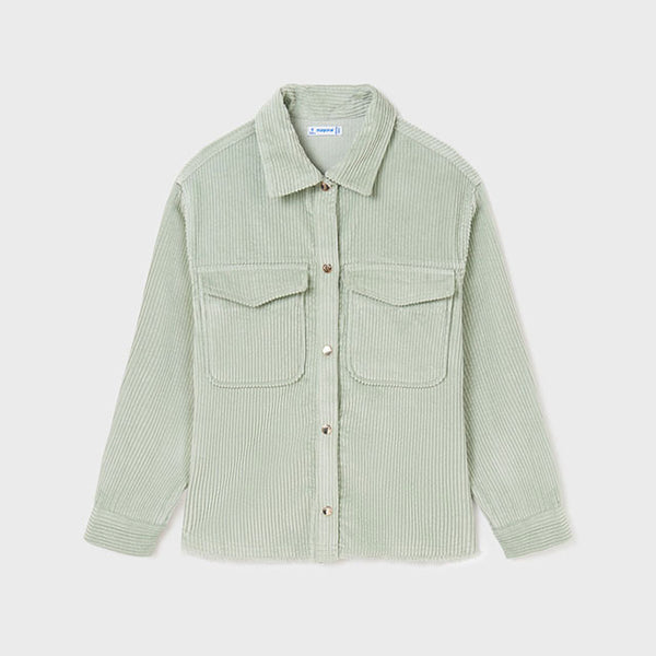 Ribbed velvet overshirt for girls Salvia 10 to 16 years 