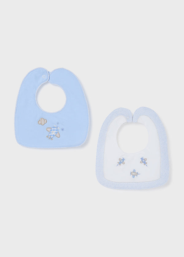 Pack 2 bibs with printed pattern for baby sky 09262