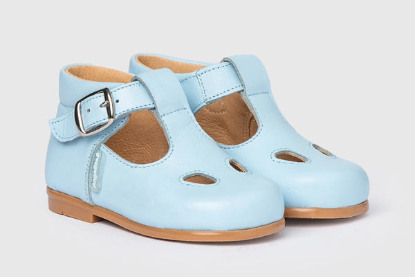 First steps shoes in light blue genuine leather from number 18 to 24 