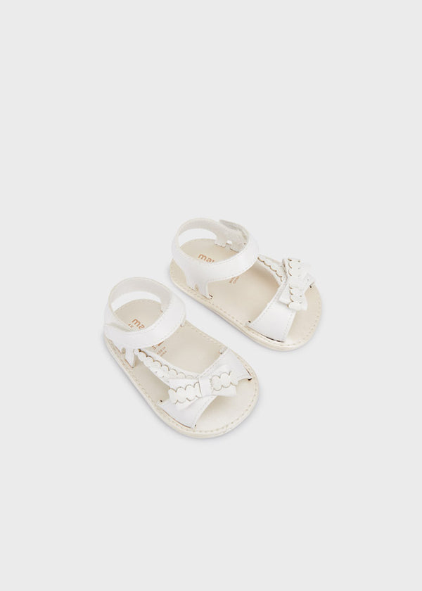Sandalo fiocco neonata culla dal 15 al 19 bianco
