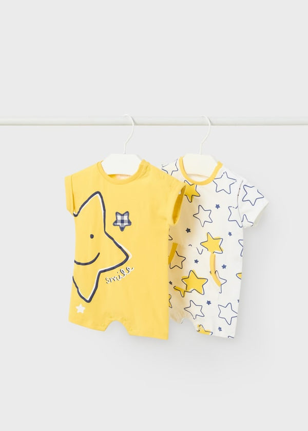 Set of 2 short rompers in sustainable newborn cotton 1759 