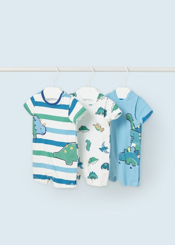 Set of 3 short rompers in sustainable newborn cotton 1768 
