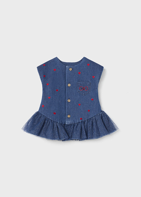 1827 baby girl embroidered denim dress 