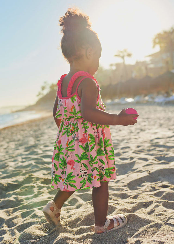 Sustainable cotton tropical print baby girl dress 1976 