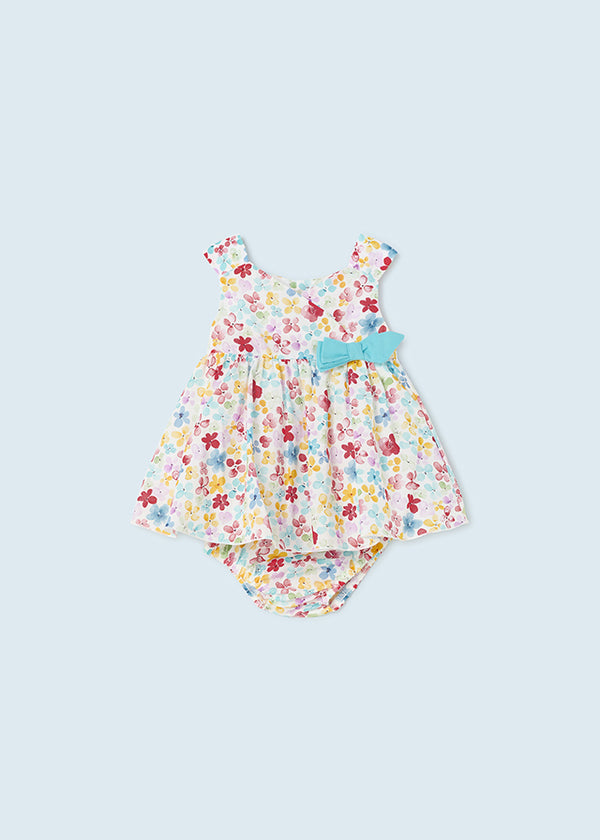 Printed dress with 1824 baby diaper cover 